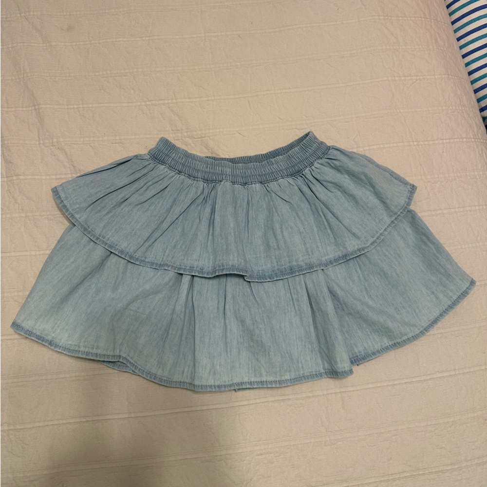 Gap Kids tiered ruffle light denim skort